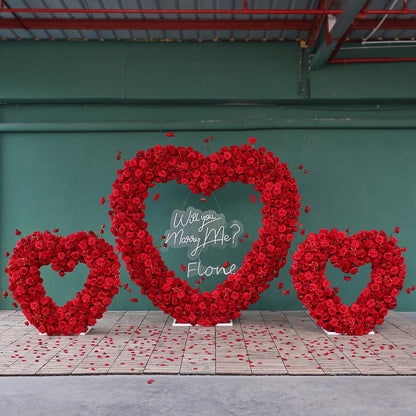 Heart Shaped Artificial Flowers Wreath Proposal Wedding Decoration High-end Silk Red Rose Heart Sztuczne Kwiaty Decor FL2580