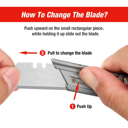 WORKPRO-Folding Pocket Utility Knife, Stainless Steel, Quick Change, Paper Cutter, Camping, Tourist DIY Hand Tools
