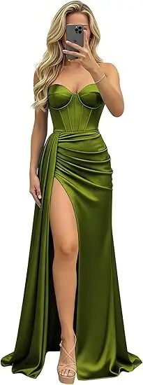 Sage Green Mermaid Prom Dresses Black Sweetheart Strapless Corset Formal Evening Party Gowns 2026 Graduation Dress Customized