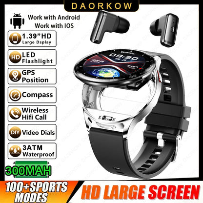 From DAORKOW Smartwatch TWS 2-in-1 Bluetooth Earphones With Built-in Speaker HIFI 9D Sound Quality Health Exercise Monitoring