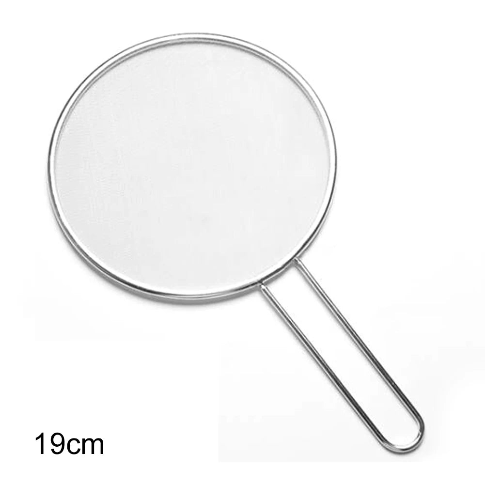 Stainless Steel Oil Proof Mesh,Easy Clean Splatter Guard for Frying Fish Meat,Oil Splatter-Screen with Grip Handle for Kitchen