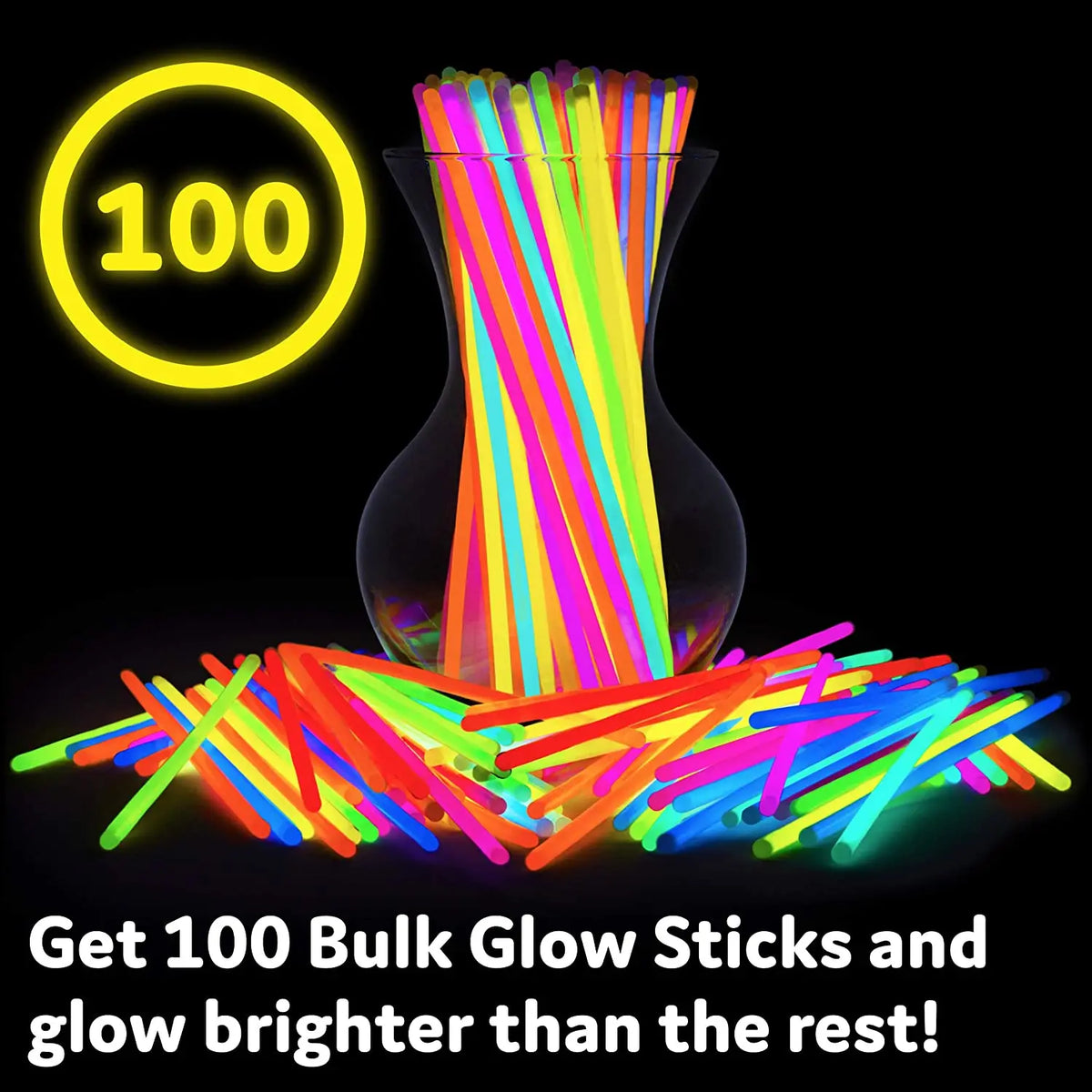 100PCS Party Glow Sticks Glow in the Dark Light Up Sticks Party Favors Glow Decorations Glow Necklaces Bracelets with Connectors
