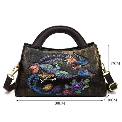 Fashion Phoenix Pattern Handbag Woman Luxury Ladies Shoulder Bags Designer Large Capacity Tote Quality Leather Crossbody Bag
