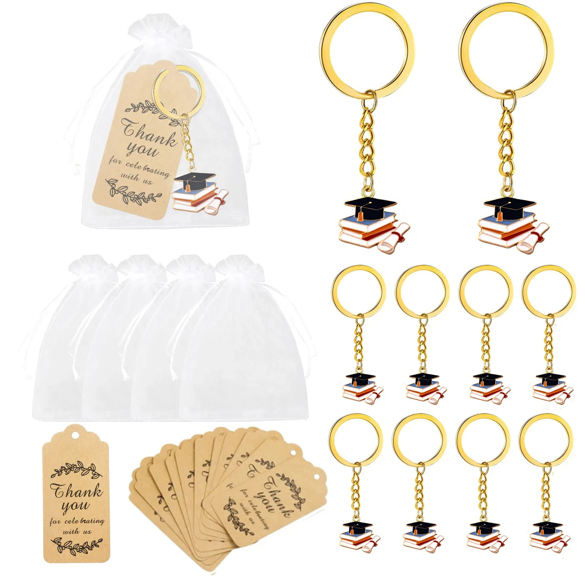 10 Sets Graduation Gifts Class of 2024 Graduation Inspirational Keychain Employee Appreciation Motivational Cards Congratulatio