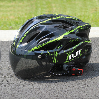 PJT Ultra-Light Magnetic Goggles Bicycle Helmet Lightweight PC Shell & EPS Foam Construction Cycling Helmet MTB Bike Helmet