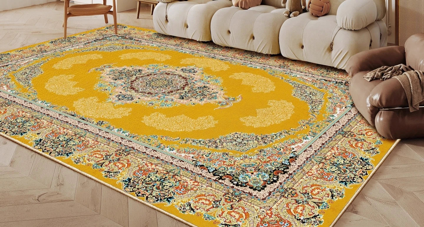 Ethnic Style Bedroom Decor Retro Carpet Light Luxury Carpets for Living Room Washable Lounge Soft Floor Mat Anti-slip Study Rug
