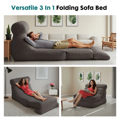 JHK Ergonomic Folding Sofa Bed Living Room Modern Corduroy with Back Lumbar Support Convertible Comfy Sleeper Chair for Bedroom