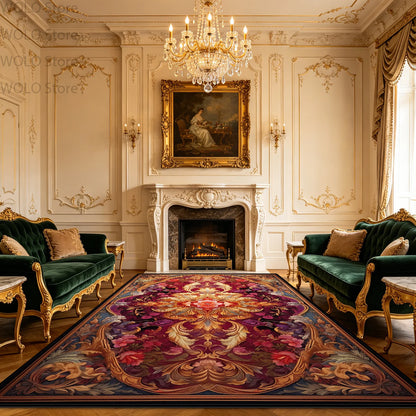 Large Area Baroque Style Carpet for Living Room Fluffy Non-slip Bedroom Decoration Rug Dining Room Office Sofa Area Soft Mats