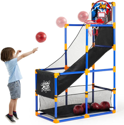 JOYFY Kids Arcade Basketball Game Set with 4 Balls and Hoop for 3-12 Years Old Indoor Outdoor Sport Play Holiday Birthday Gift