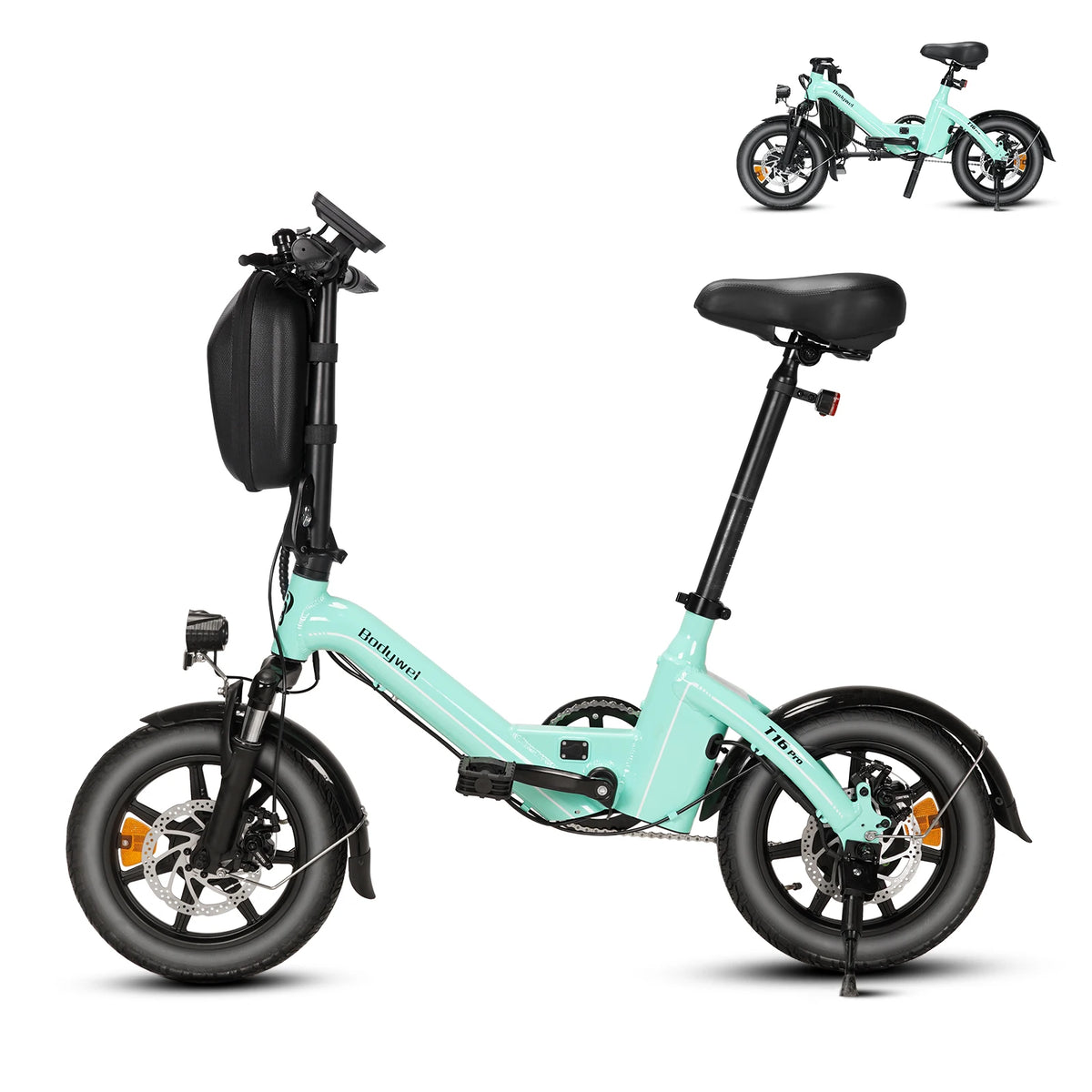 Bodywel T16Pro Folding Electric Bike | 250W Motor 14-Inch Wheels | Commuter E-Bike with Disc Brakes