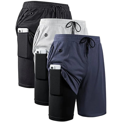 Mens Sport Shorts Sportswear Double-deck Running Shorts 2 In 1 Beach Bottoms Summer Gym Fitness Training Jogging Short Pants Men