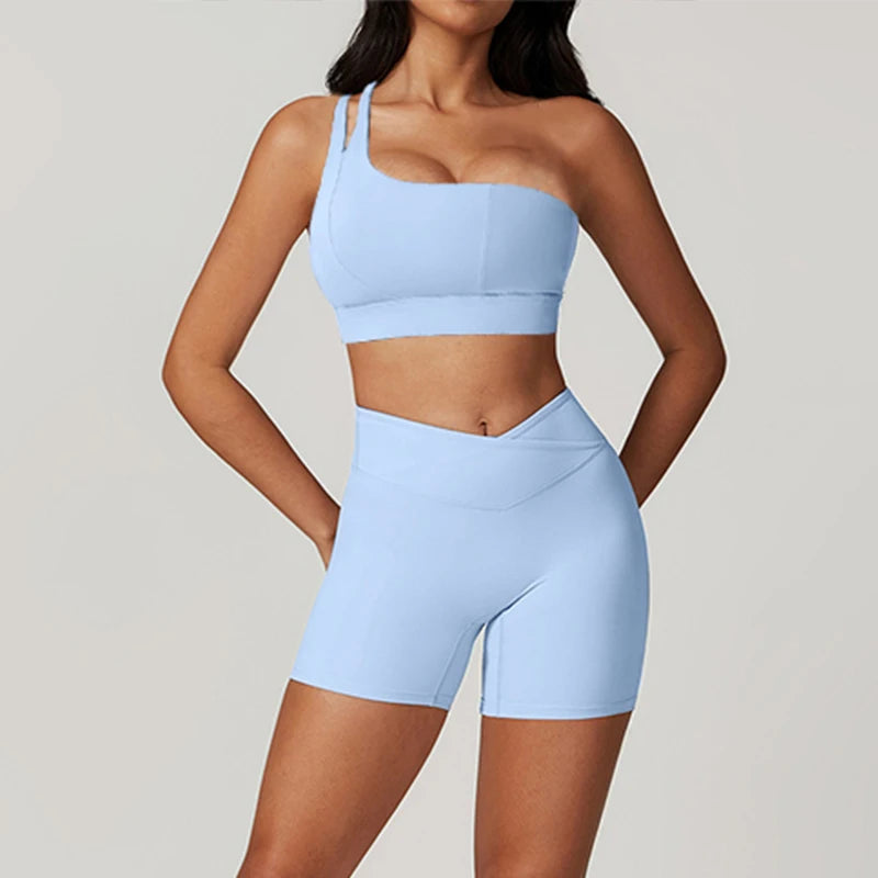 Skinny Sports Sets Women's Tracksuit Scrunch Butt Fitness Suits Push-Up Sexy Workout Sportswear Tights Short Activewear Woman