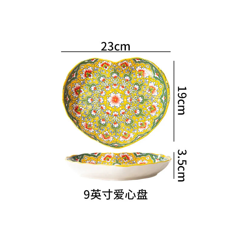 Ceramic Tableware Set Rice Bowl Serving Plate Creative Cutlery Soup Plate Noodle Handle Bowl Sauce Dish Steak Salad Fruit Plate