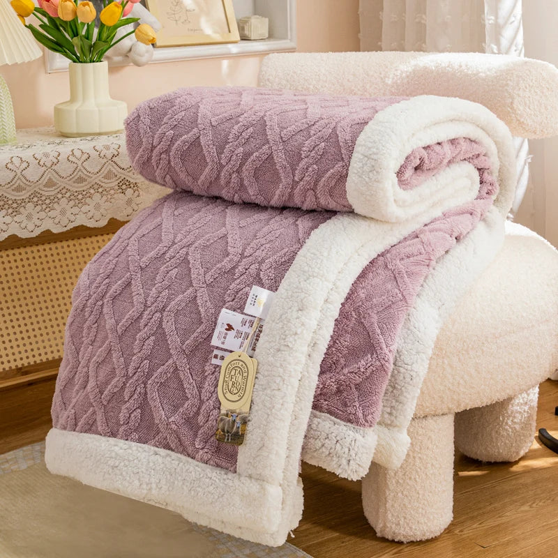Warm Wool Sherpa Thick Blankets Fluffy Soft Coral Fleece Bedspread on The Bed Single Double Winter Plush Coraline Furry Throw