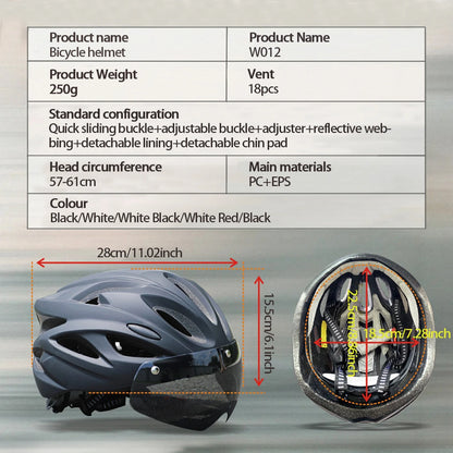 PJT Ultra-Light Magnetic Goggles Bicycle Helmet Lightweight PC Shell & EPS Foam Construction Cycling Helmet MTB Bike Helmet