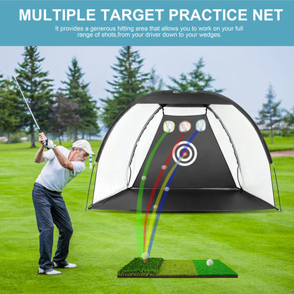 6.6ft×4.6ft Golf Practice Net with Hitting Mat, Home Backyard Driving Chipping Swing Training Aid for Golfers