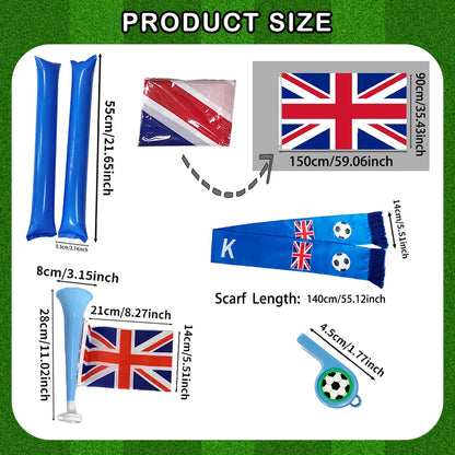 1set/5pcs Multi-ltem Party Favor Packs for Cheering Soccer - Whistle, Country Scarf, Thunder Sticks, Horn Flag, Flag to Support