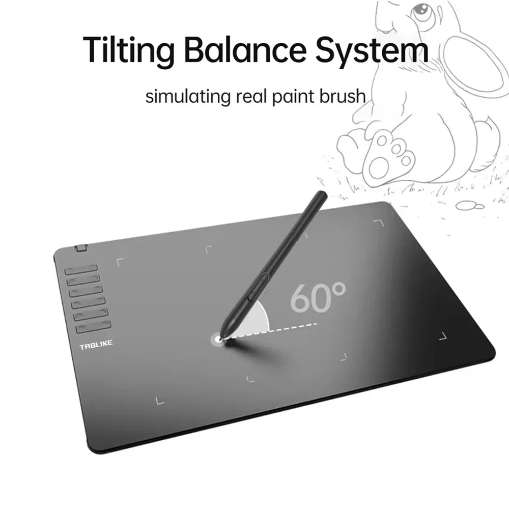 TABLIKE Graphics Tablet for Drawing, Ultra-thin Art Sketch Digital Pad with Battery-free Stylus 8 Pen Nibs 8192 Levels Pressure