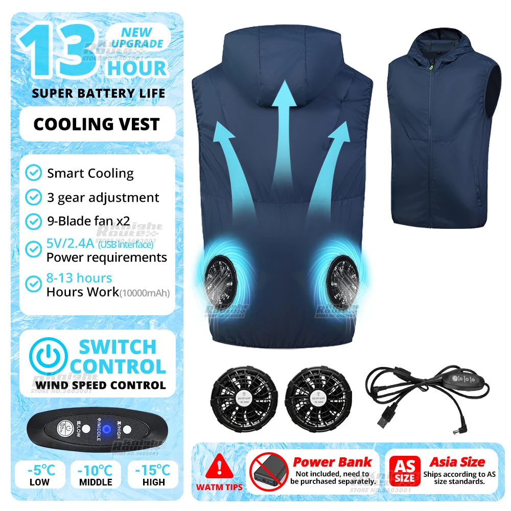 2026 Cool Vest Wearable Cooling Fan Vest Air-conditioned Clothes Cooling 13 Hours for High Temperature Work Fishing Vest Hiking