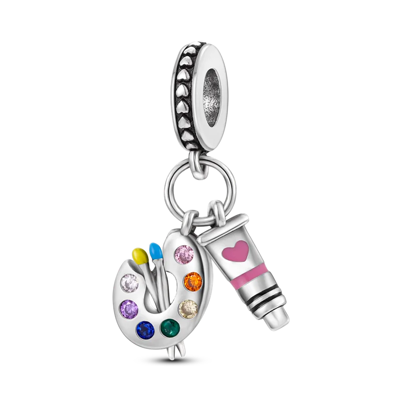 Charms Bead 925 Sterling Silver Pink Butterfly Luminous Firefly Dangle