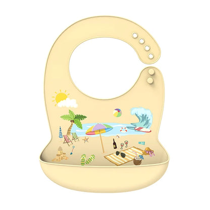 Silicone Babi Bib Waterproof Saliva Dripping Banana Bibs Cartoon Newborn Feeding Soft Edible Aprons Baby Adjustable Burp Scarf
