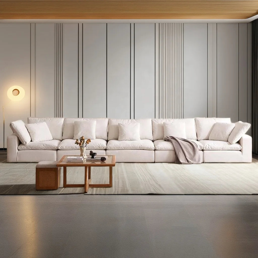 Contemporary Cream Style Living Room Furniture Modular Furniture Corner Cloud Sofa