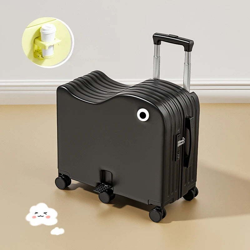Children's Luggage Can Sit Ride Suitcase Six Wheel Luggage Set Luggage with Cup Holder Travel Suitcase