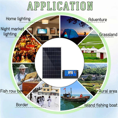 20W 12V Polycrystalline Solar Panel Kit Complete Portable Outdoor Rechargeable Solar Generator Cell Home Power System