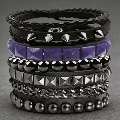 4pcs/set Gothic Punk Rock Square Rivet Bracelet Daily and Party Gothic