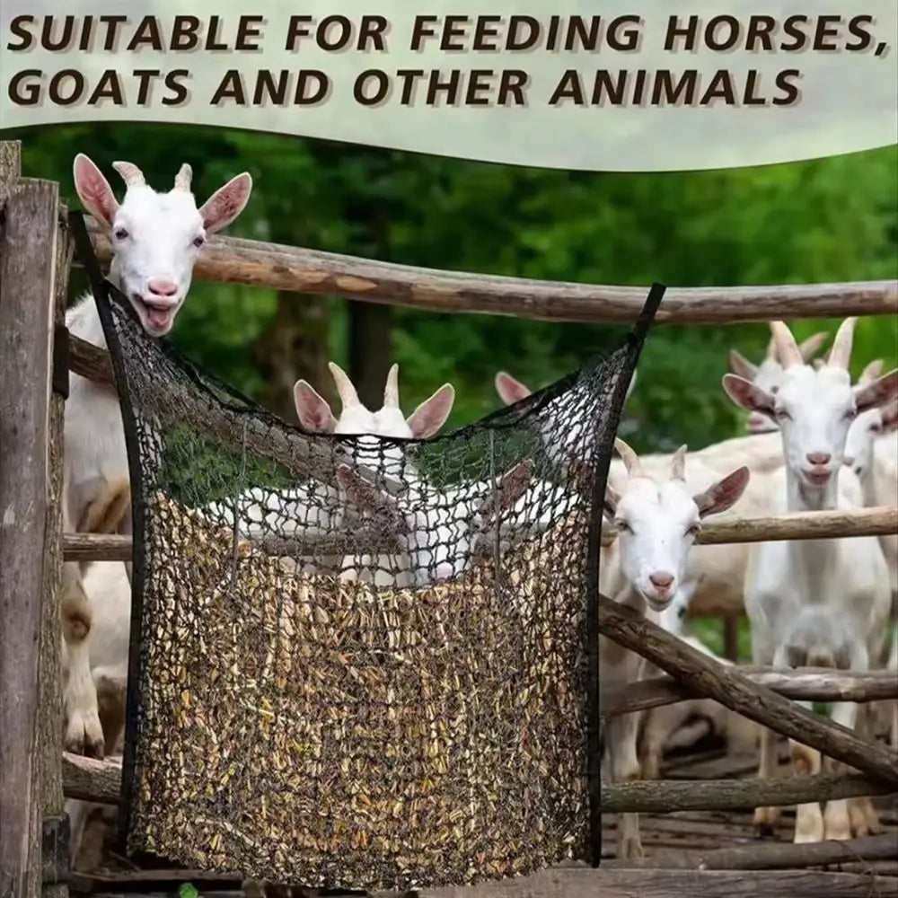 1Pc Durable Slow Feed Hay Net Large Capacity Hanging Horse Hay Bag 80x90cm Hay Feeder Bag for Horses Goat Sheep