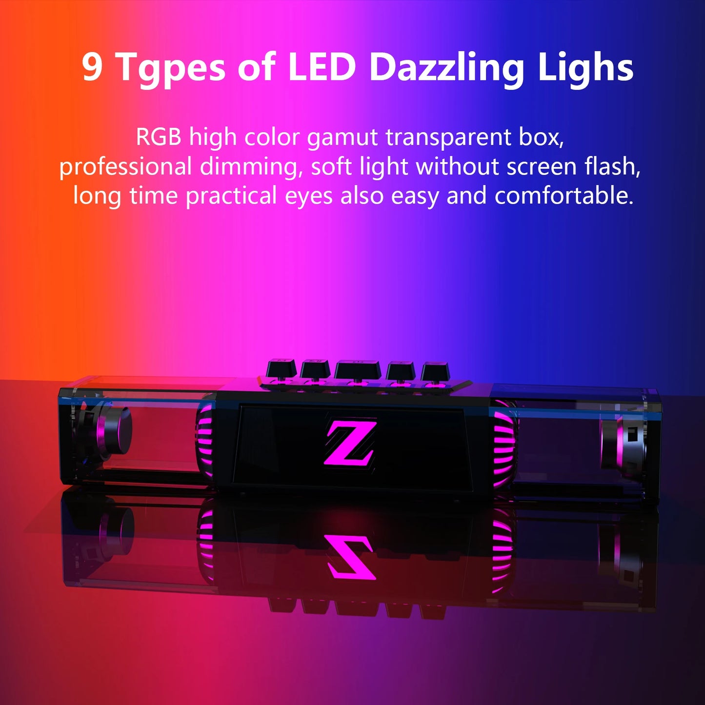 Computer speakers for desktop/laptop with Bluetooth/wired connectivity and dual-mode for gaming/music, featuring microphone.