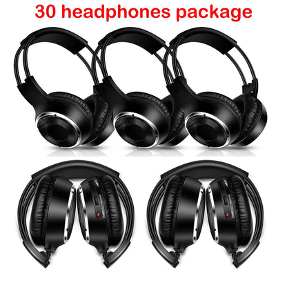 3 Channel Silent Disco Wireless Headphones Bundle with 500m Distance Transmitter for Entertainment Party