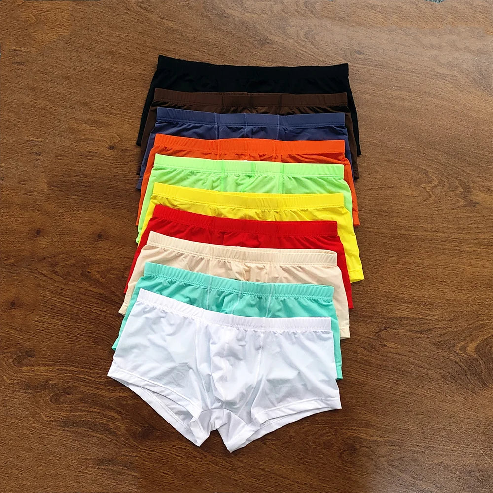 Man Underwear Men's Ice Silk Boxer Shorts Cool Underpants Summer Sexy Thin Panties U Pouch Lingerie Wholesale Price M-XXL