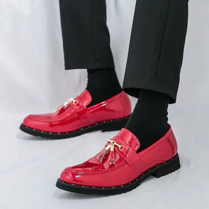 Shoes Men Casual Man Men's Summer Shine Gold Dress Patent Leather For Mens Gold Moccasins Business Pointed Bussiness Luxury