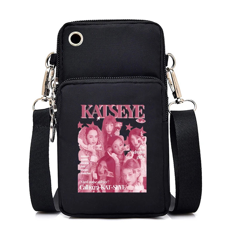 Funny Katseye Hip Hop Small Shoulder Bags Women Men Harajuku Katseye Mini Mobile Phone Bags 2026 New Purses Crossbody Bags Gifts