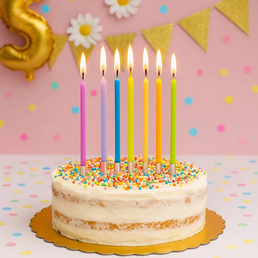 10pcs Colored Pencil Threaded Candles Happy Birthday Children's Party Creative Threaded Rainbow Cake Decorated Candles