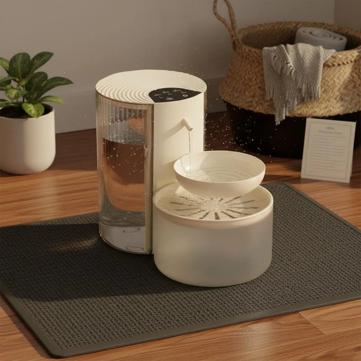 Clean Water Separator Fountain Two Reservoir Design 3L Feline Water Dispenser for Cats