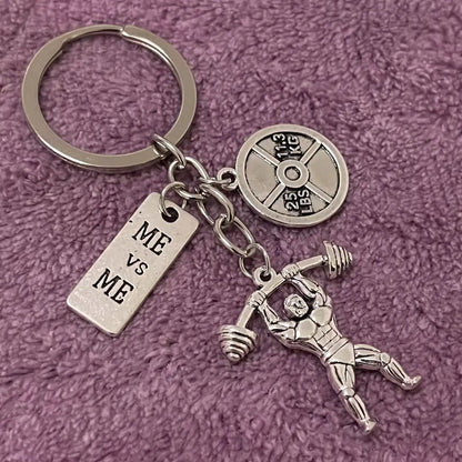 Barbell, Dumbbell, Kettlebell, Fitness Motivational Keychain, Gym Gift