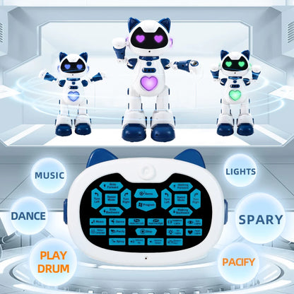 Hot RC Intelligent Robot Cat Toy Gesture‑Sensor Programmable Robot With Spray Smoke LED Light Sing Dance Play Piano Sliding