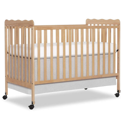 White 3-in-1 Convertible Baby Crib with 4 Height Adjustments, Toddler Bed Conversion & Locking Wheels