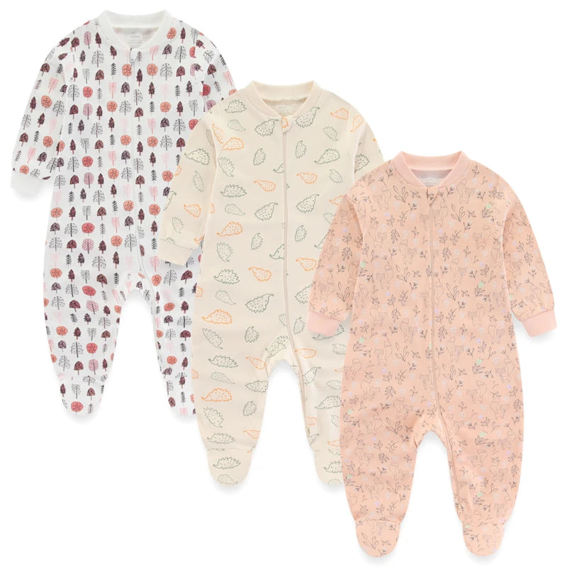 3PCS Newborn Cotton Baby Girl Clothes Cartoon Baby Boy Clothes Sets Autumn Long Sleeve Jumpsuits Spring Zipper Bebes