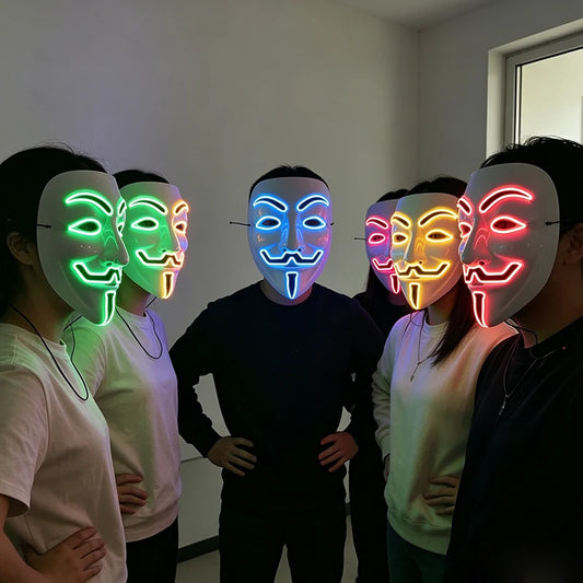 Cool V for Vendetta LED Light Up Mask More Colors For Choice Neon Glowing Hacker Mask for Halloween Cosplay Party