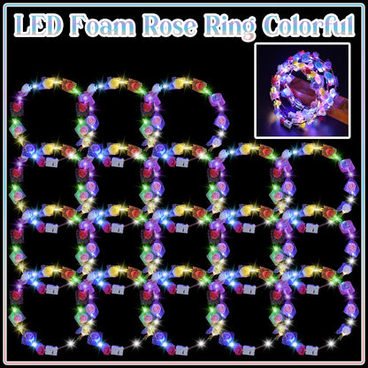 10-100Pcs LED Flower Headbands Light up Flower Headband Glow in the Dark Headband Wedding Party Music Festival Favors for Guest