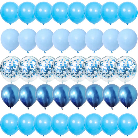 40Pieces Blue Set Balloons Metal Latex Confetti Balloon Wedding Valentine's Day Globos Baby Shower Birthday Party Decorations