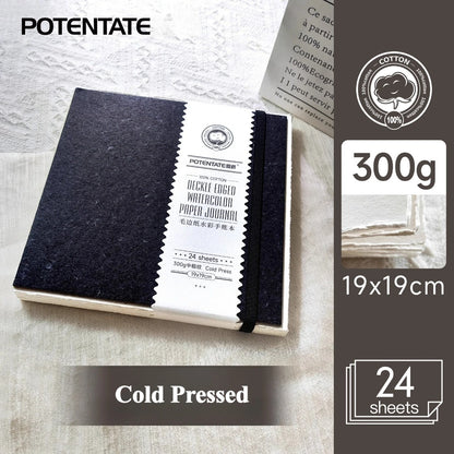 POTENTATE Cotton Fringed Watercolor Notebook 300g Hot/Cold Pressed Specific Watercolor Paper Drawing Book for Art Student
