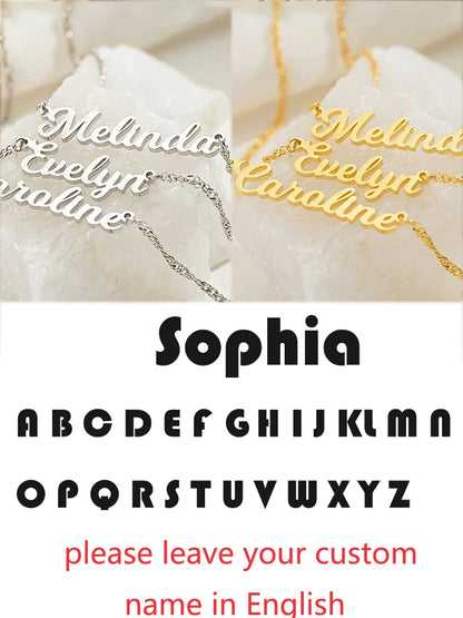Custom Different Font Name Pendant Necklace for Woman Girls Stainless Steel Nameplate Personalized Choker Necklaces Jewelry Gift