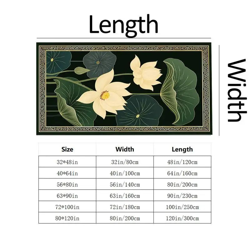 1 Piece Golden Lotus and Green Leaf Pattern Carpet, Soft and Comfortable, All Seasons, Light and Easy to Care For, Home Decor, Room Decor, Autumn, Winter, Suitable for Living Room, Bedroom, Entryway