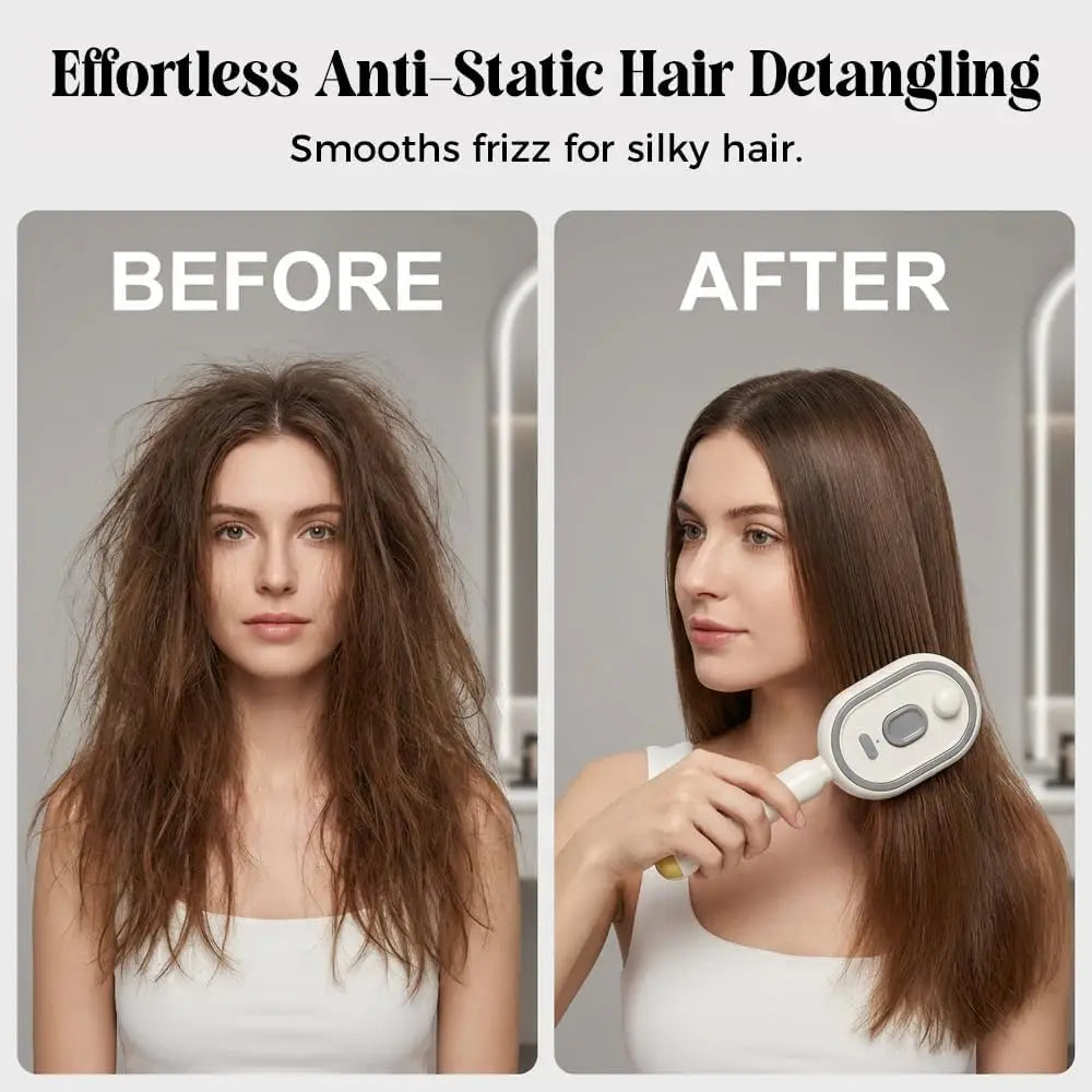 Electric Steam Brush, Rechargeable Detangling Steam Hair Straightener, Rechargeable Water Spray Hair Brush for Long Short Hairs