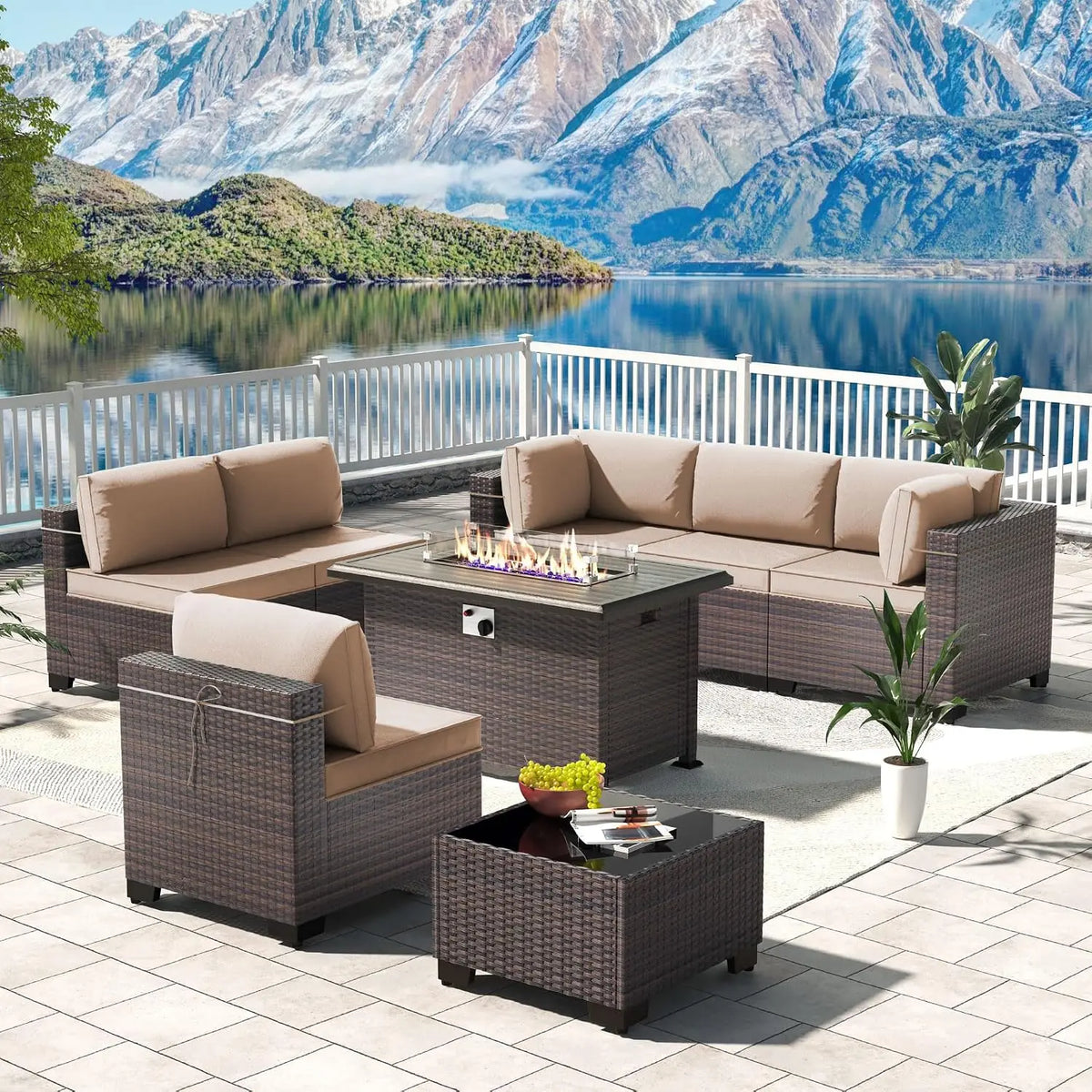 12 Piece Patio Furniture Set, Outdoor Wicker Sectional Sofa, Customized