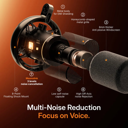 MAONO PD200W Hybrid Wireless Podcast Mic for PC/Phone/Camera XLR/USB Dynamic Microphone for Streaming Recording Content Creation